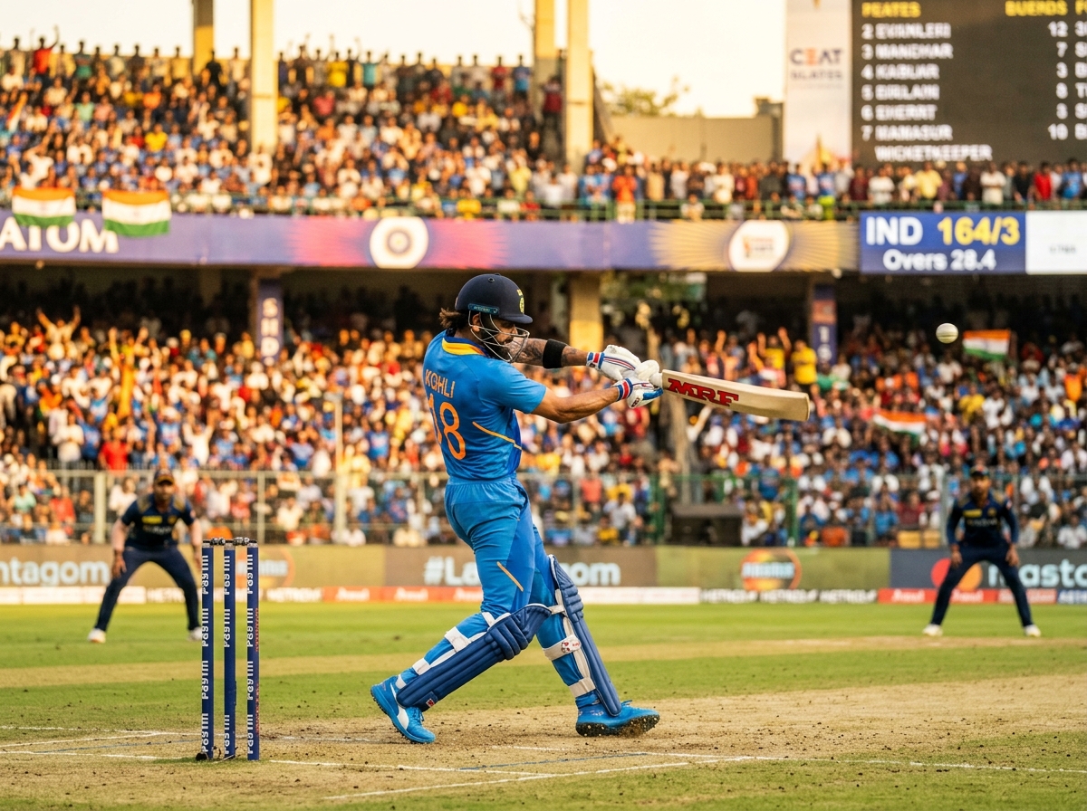 Live cricket match batsman playing action shot